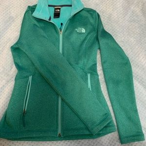 Green north face full zip jacket